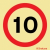 Señal de prohibición con el pictograma de circulación prohibida al limite de velocidad indicada