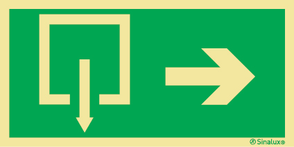 Señal de evacuación con el pictograma de SALIDA y con flecha horizontal a la derecha según exigencia de la norma UNE 23-034