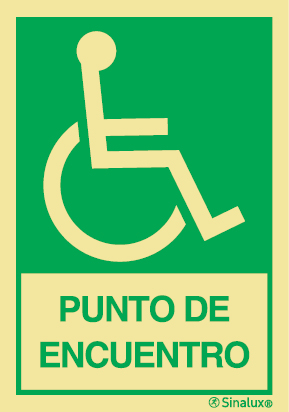 Señal de evacuación de PUNTO DE ENCUENTRO para personas con discapacidad