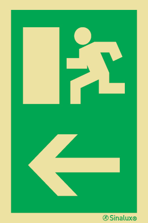Señal de evacuación para columnas con la flecha horizontal a la izquierda