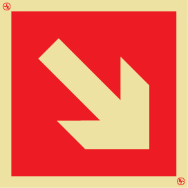 Señal de equipo de lucha contra incendio con el pictograma de flecha diagonal