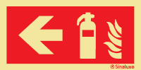 Señal de equipo de lucha contra incendio con el pictograma de extintor y flecha horizontal a la izquierda