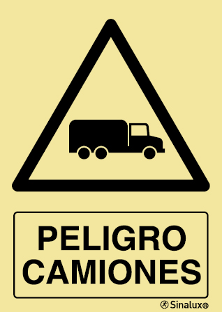 Señal de peligro con el pictograma y texto de paso de camiones - E 11 ...