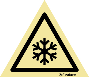Señal de peligro con el pictograma de baja temperatura