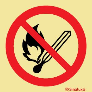 Señal de prohibición con el pictograma de prohibido fumar o encender fuego
