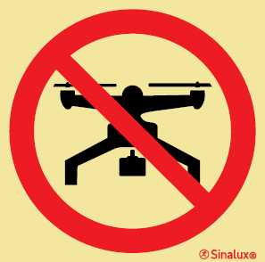Señal de prohibición con el pictograma de prohibido a drones