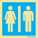 Señal informativa con el pictograma de zona de aseos (femenino y masculino)