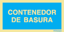 Señal informativa con el texto CONTENEDOR DE BASURA