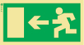 Señal de balizamiento a baja altura LLL de evacuación con el pictograma de sentido de evacuación y flecha horizontal para la izquierda