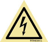 Señal fotoluminiscente en aluminio de peligro para túneles con el pictograma de riesgo eléctrico