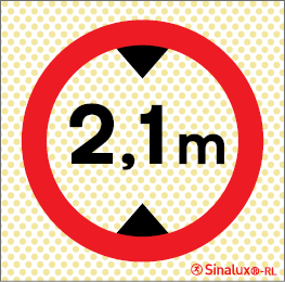 Señal reflectoluminiscente para aparcamientos con el pictograma de circulación prohibida a vehículos con una altura superior a 2,1m