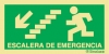 Señal de evacuación de descenso de escalara de emergencia a la izquierda