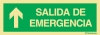 Señal de evacuación con el texto de SALIDA DE EMERGENCIA y la flecha vertical hacia arriba según exigencia de la norma UNE 23-034
