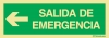 Señal de evacuación con el texto de SALIDA DE EMERGENCIA y la flecha horizontal a la izquierda según exigencia de la norma UNE 23-034