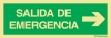 Señal de evacuación con el texto de SALIDA DE EMERGENCIA y la flecha horizontal a la derecha según exigencia de la norma UNE 23-034