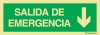 Señal de evacuación con el texto de SALIDA DE EMERGENCIA y la flecha vertical hacia bajo según exigencia de la norma UNE 23-034