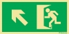 Señal de evacuación con el pictograma de SALIDA DE EMERGENCIA y flecha diagonal hacia arriba a la izquierda según exigencia de la norma UNE 23-034