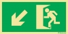 Señal de evacuación con el pictograma de SALIDA DE EMERGENCIA y flecha diagonal hacia bajo a la izquierda según exigencia de la norma UNE 23-034