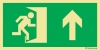Señal de evacuación con el pictograma de SALIDA DE EMERGENCIA y flecha vertical hacia arriba según exigencia de la norma UNE 23-034