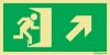 Señal de evacuación con el pictograma de SALIDA DE EMERGENCIA y flecha diagonal hacia arriba a la derecha según exigencia de la norma UNE 23-034