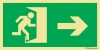 Señal de evacuación con el pictograma de SALIDA DE EMERGENCIA y flecha horizontal arriba a la derecha según exigencia de la norma UNE 23-034