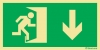 Señal de evacuación con el pictograma de SALIDA DE EMERGENCIA y flecha vertical hacia bajo según exigencia de la norma UNE 23-034