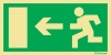 Señal de evacuación con flecha horizontal hacia la derecha según exigencia de la norma UNE 23-034