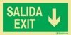 Señal de evacuación con el texto SALIDA/EXIT y flecha vertical hacia bajo