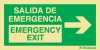 Señal de evacuación con el texto SALIDA DE EMERGENCIA/EMERGENCY EXIT y flecha horizontal hacia la derecha