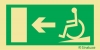 Señal de evacuación para personas con discapacidad para rampas descendentes con flecha horizontal a la izquierda