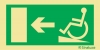 Señal de evacuación para personas con discapacidad para rampas ascendentes con flecha horizontal a la izquierda