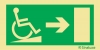 Señal de evacuación para personas con discapacidad para rampas descendentes con flecha horizontal a la derecha