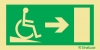 Señal de evacuación para personas con discapacidad para rampas ascendentes con flecha horizontal a la derecha