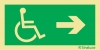 Señal de evacuación para personas con discapacidad con flecha horizontal a la derecha