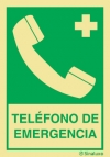 Señal de equipos de emergencia con el pictograma de TELÉFONO DE EMERGENCIA y texto