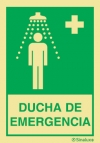 Señal de equipos de emergencia con el pictograma de DUCHA DE EMERGENCIA y texto