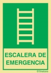Señal de equipos de emergencia con el pictograma de ESCALERA DE EMERGENCIA y texto