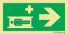 Señal de equipos de emergencia con el pictograma de CAMILLA DE SOCORRO y flecha horizontal a la derecha