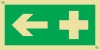 Señal de equipos de emergencia con el pictograma de CAMILLA DE SOCORRO y flecha horizontal a la izquierda