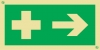 Señal de equipos de emergencia con el pictograma de PRIMEROS AUXILIOS y flecha horizontal a la derecha