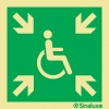Señal de evacuación con el pictograma de PUNTO DE REUNIÓN para personas con discapacidad