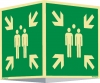 Señal de evacuación de cuatro caras con el pictograma de PUNTO DE REUNIÓN