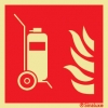 Señal de equipo de lucha contra incendio con el pictograma de extintor móvil