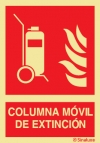 Señal de equipo de lucha contra incendio con el pictograma y texto de extintor móvil