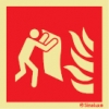 Señal de equipo de lucha contra incendio con el pictograma de manta ignifuga