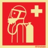 Señal de equipo de lucha contra incendio con el pictograma de equipo de respiración autónomo