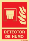 Señal de equipo de lucha contra incendio con el pictograma y texto de detector
