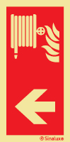 Señal de equipo de lucha contra incendio con el pictograma de boca de incendio equipada y flecha horizontal a la izquierda