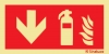 Señal de equipo de lucha contra incendio con el pictograma de extintor y flecha vertical hacia bajo