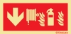 Señal de equipo de lucha contra incendio con el pictograma de extintor y boca de incendio equipada y flecha vertical hacia bajo